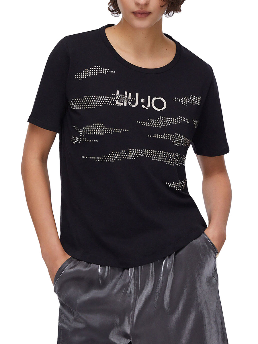 T-shirt Liu Jo donna studs nero