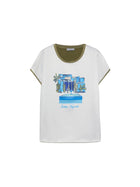 T-shirt Luisa Viola donna manica corta stampa Poly bianco/kaki