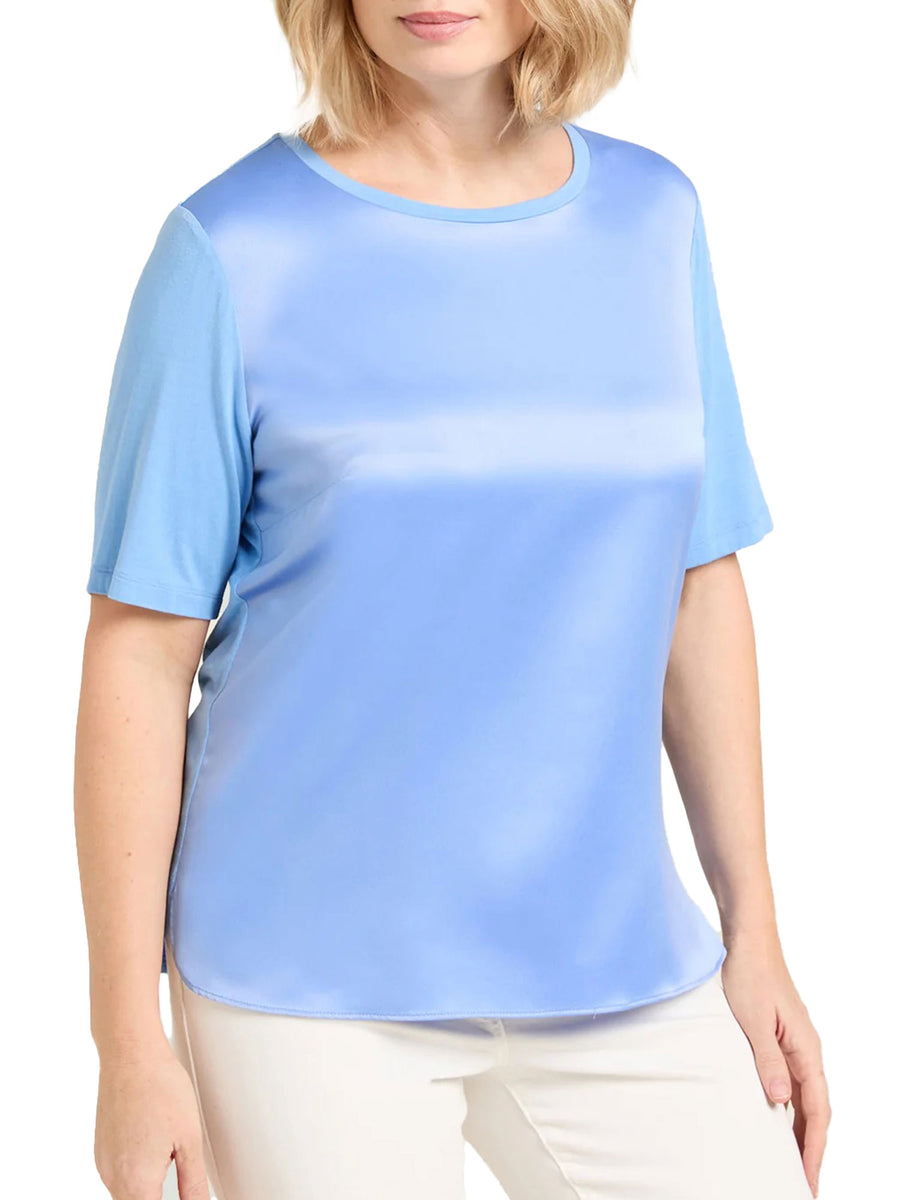 T-shirt Luisa Viola donna manica corta raso/jersey celeste