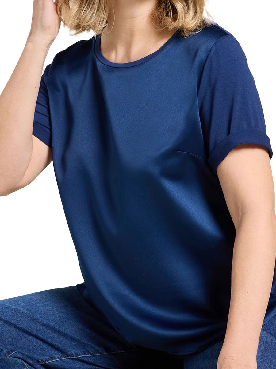 T-shirt Luisa Viola donna manica corta raso/jersey blu