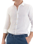 Camicia Mark Up uomo manica lunga cf lino bianco