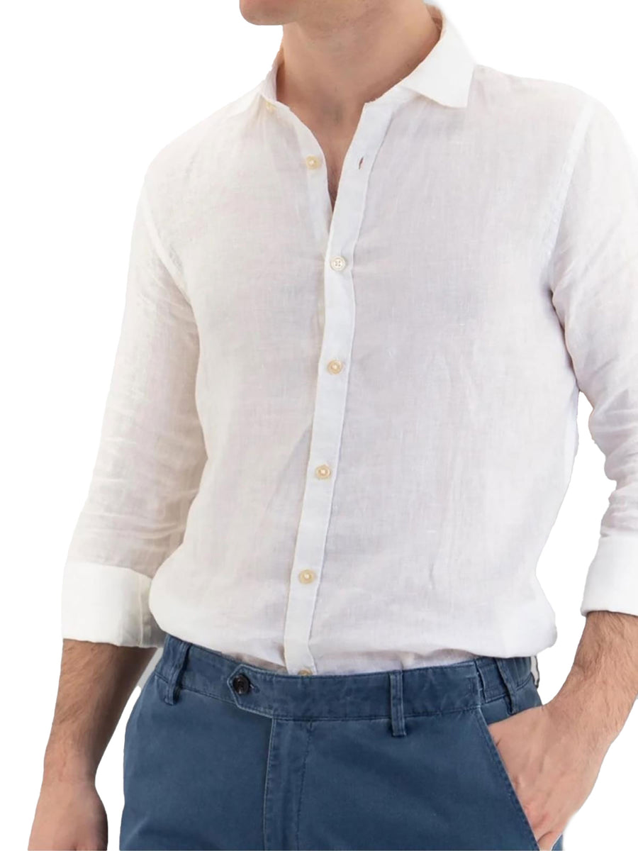 Camicia Mark Up uomo manica lunga cf lino bianco