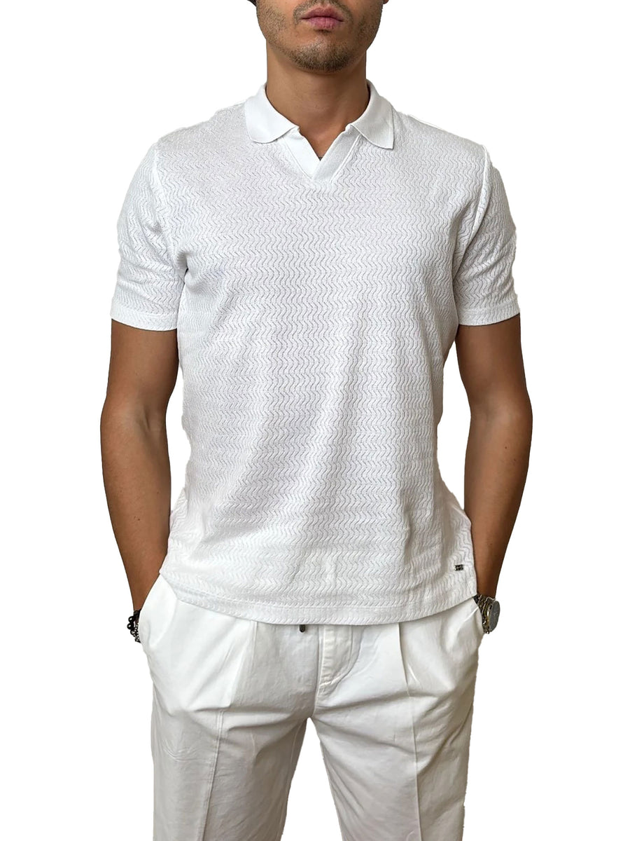 Polo Mark up uomo manica corta texture bianco