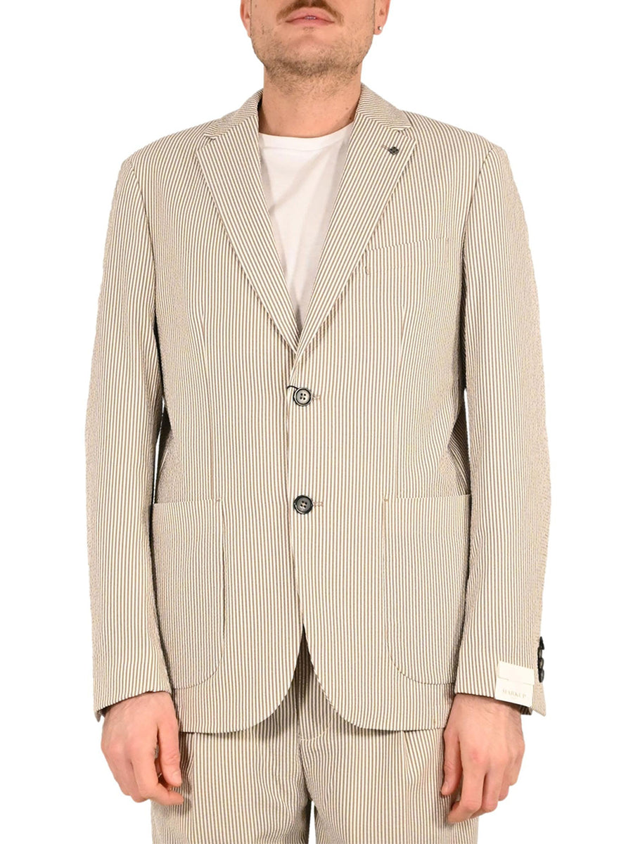 Giacca Mark Up uomo due bottoni seersucker beige
