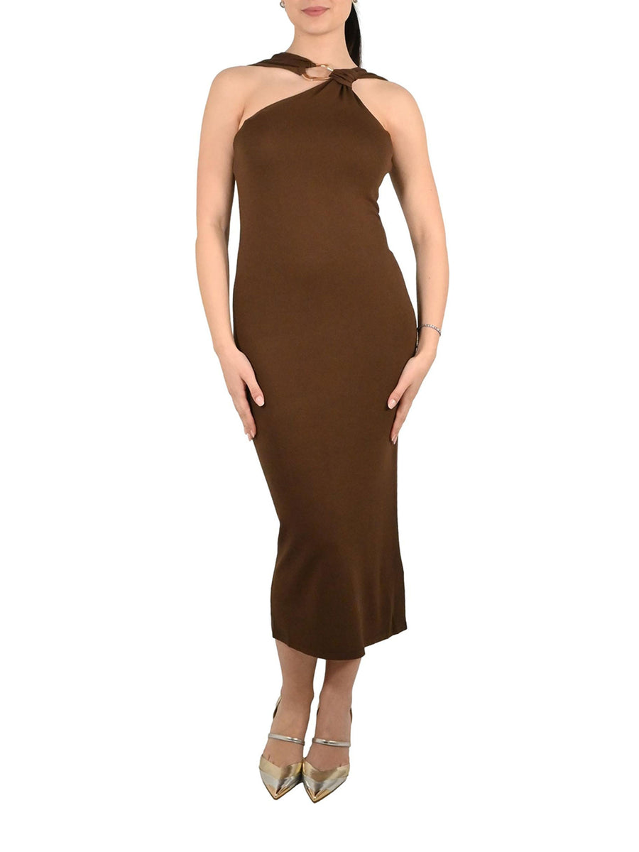 Abito Mark Up donna midi nodo frontale cacao