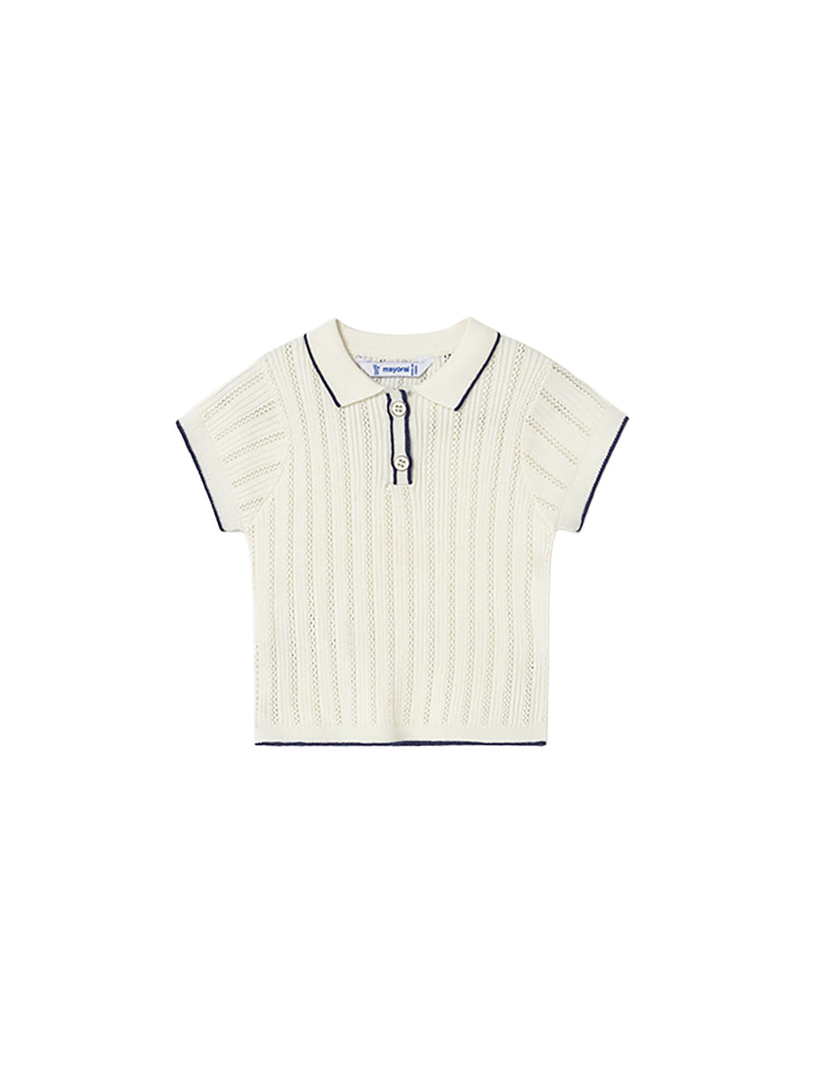 Polo Mayoral Bambino profili a contrasto tricot ecrù