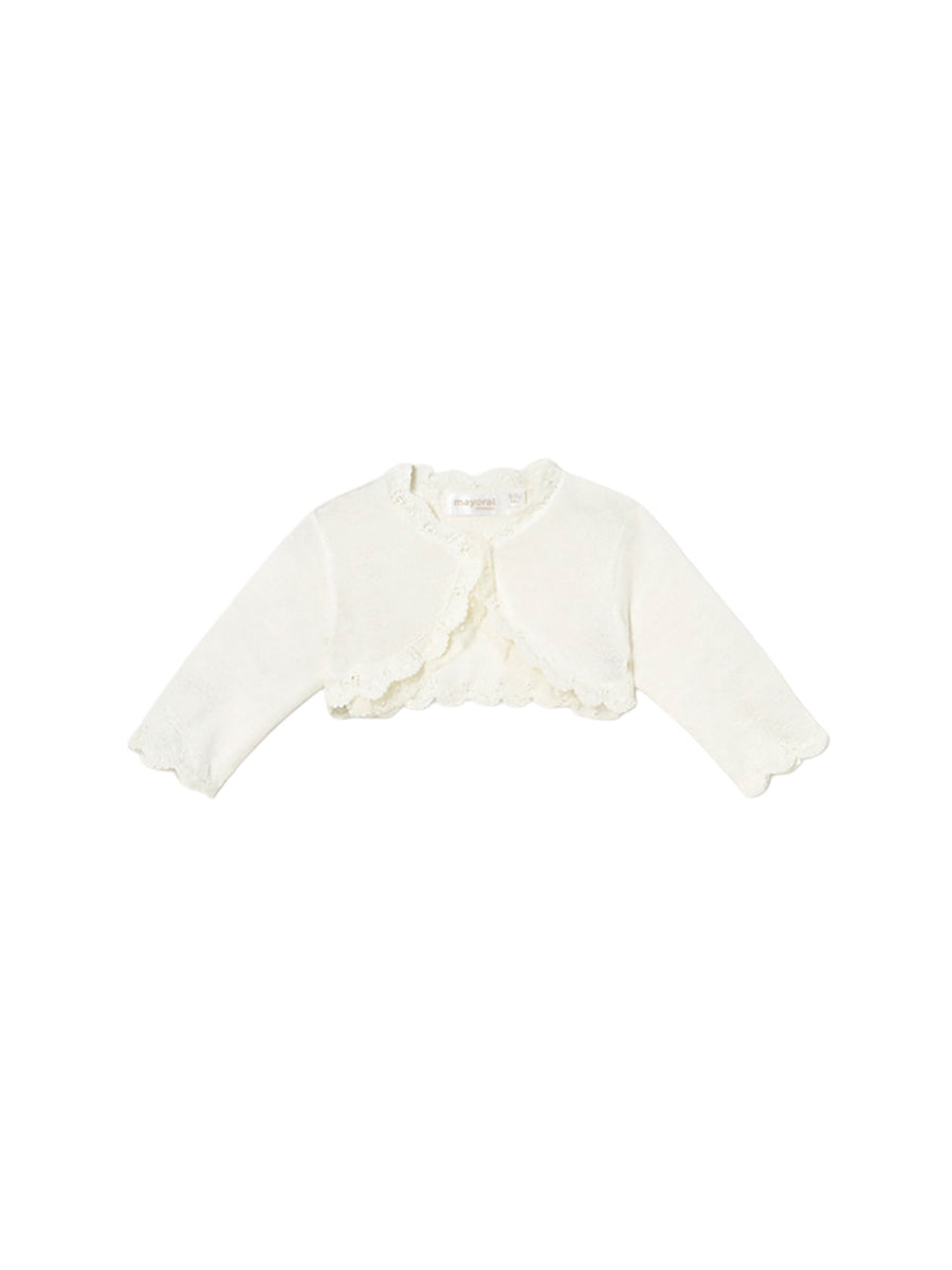 Cardigan Mayoral Neonata con bottoni cerimonia ecrù