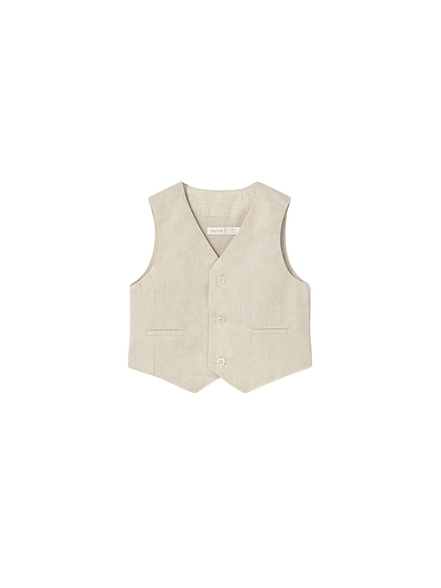 Gilet Mayoral Bambino con bottoni suiting in lino avena