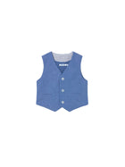 Gilet Mayoral Bambino con bottoni suiting in lino celeste
