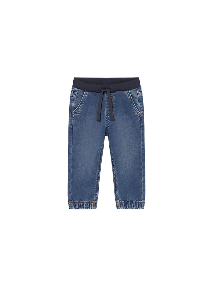 Jogging Mayoral Bambino in jeans con coulisse denim medio