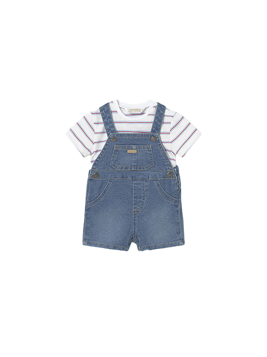 Completo Mayoral Neonato t-shirt e salopette jeans