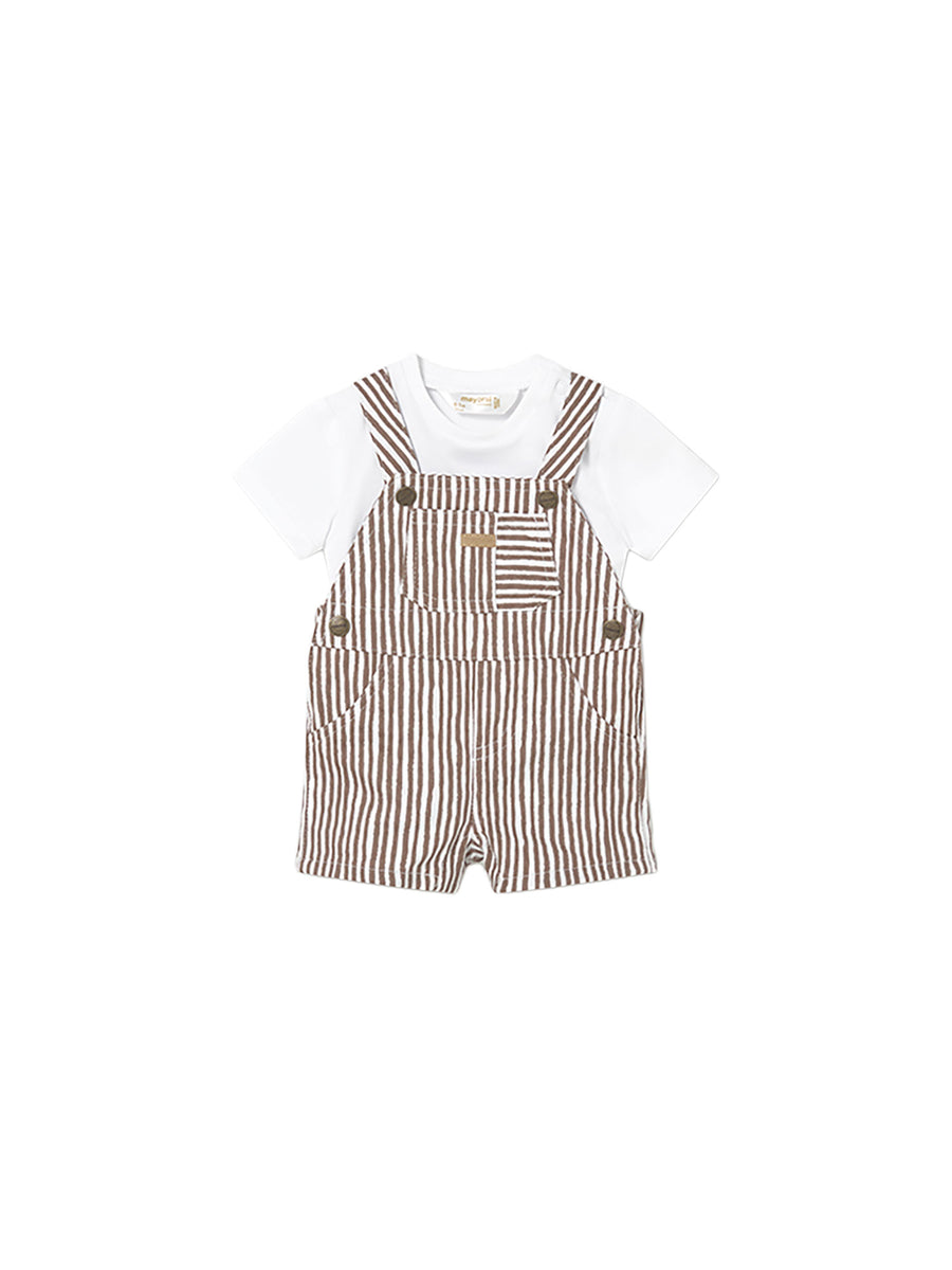 Completo Mayoral Neonato t-shirt e salopette cocoa