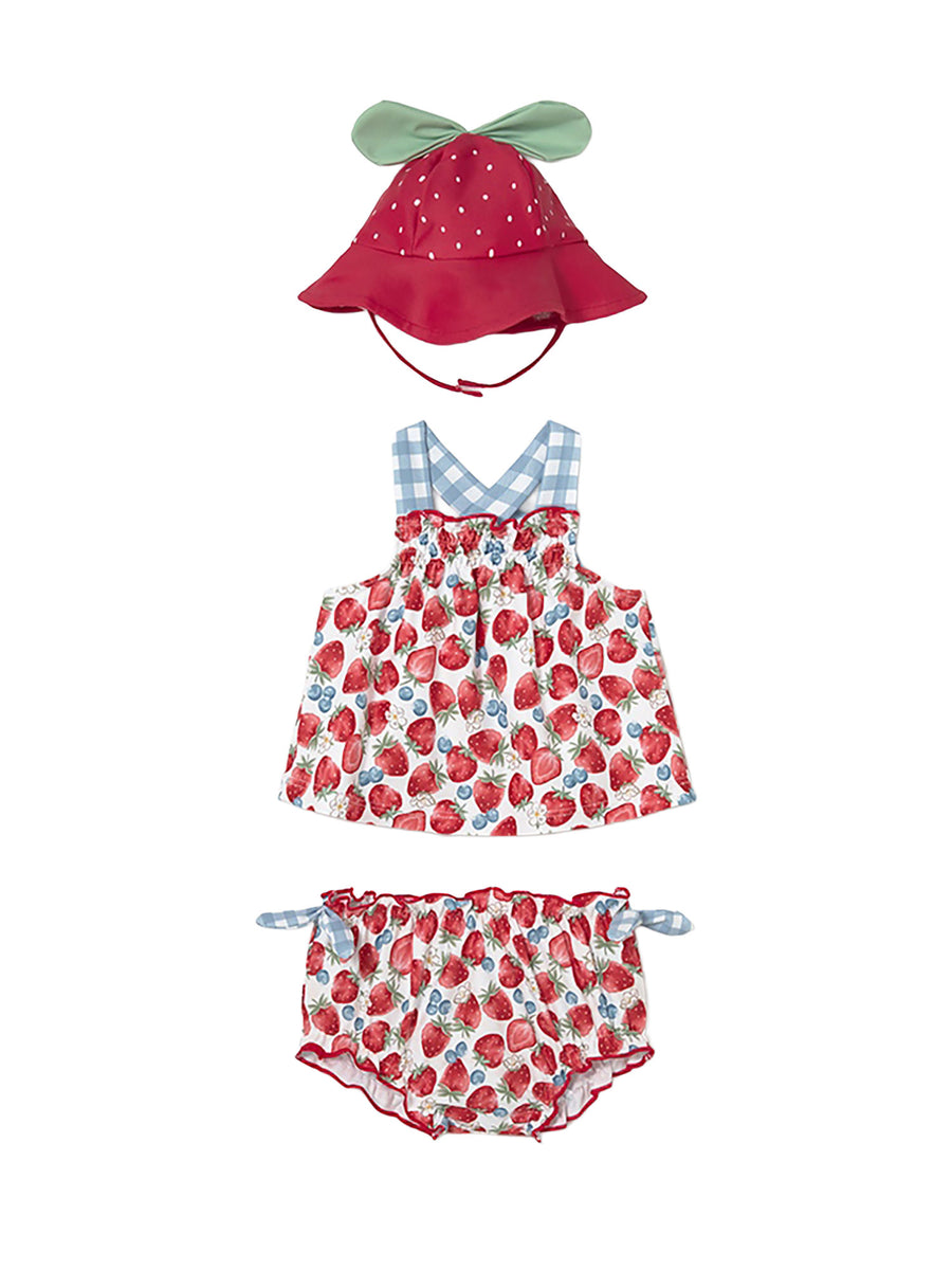 Completo Mayoral Neonata top, shorts e cappello mare rosso