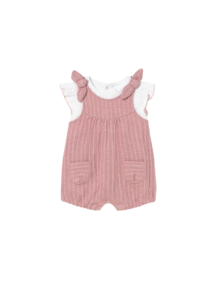 Completo Mayoral Neonata t-shirt e salopette rosa