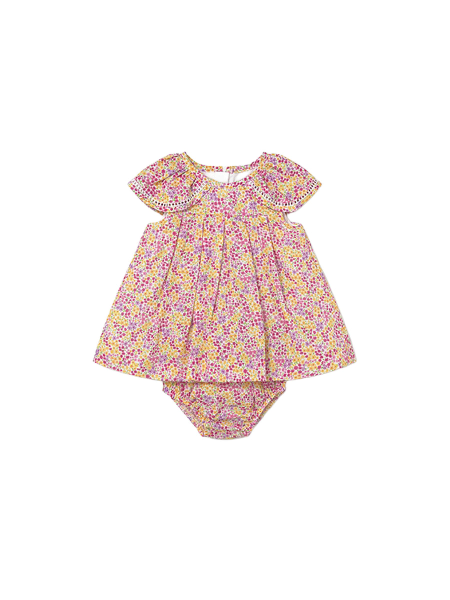 Abito Mayoral Neonata con bretelline stampato rosa multi