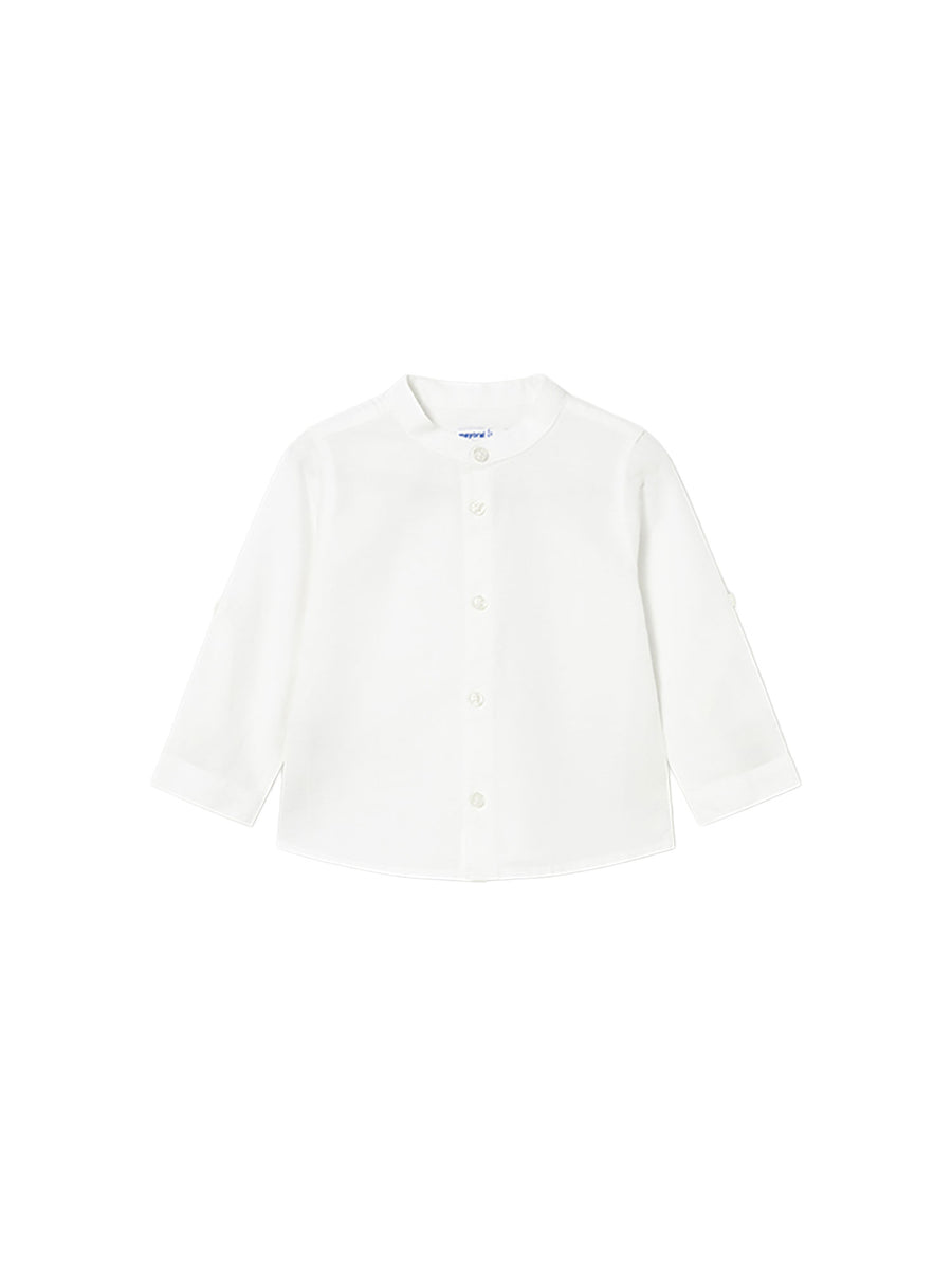 Camicia Mayoral neonato colletto alla coreana in lino bianco