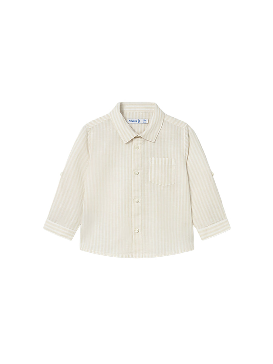 Camicia Mayoral Bambino a righe in lino beige multi