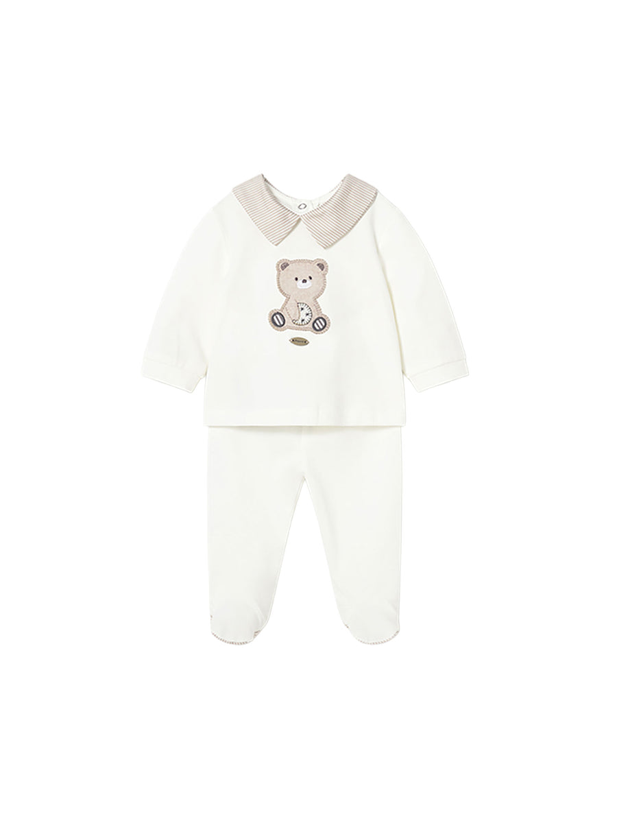 Completo Mayoral Neonato maglia e ghettina bear ecrù