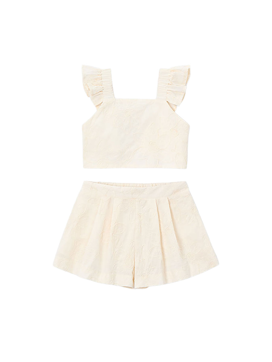 Completo Mayoral Bambina top e bermuda in cotone naturale