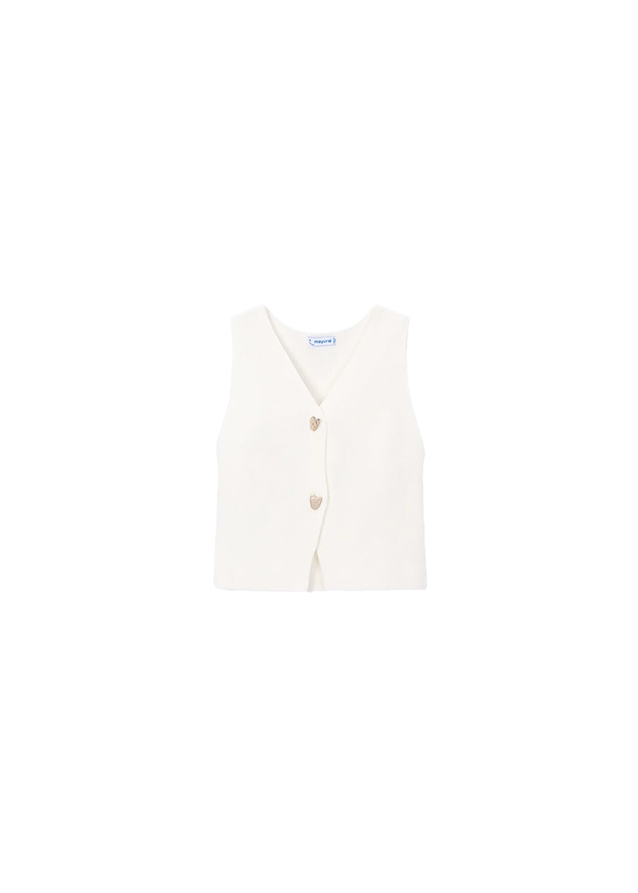 Gilet Mayoral Neonata con bottoni in tricot bianco osso
