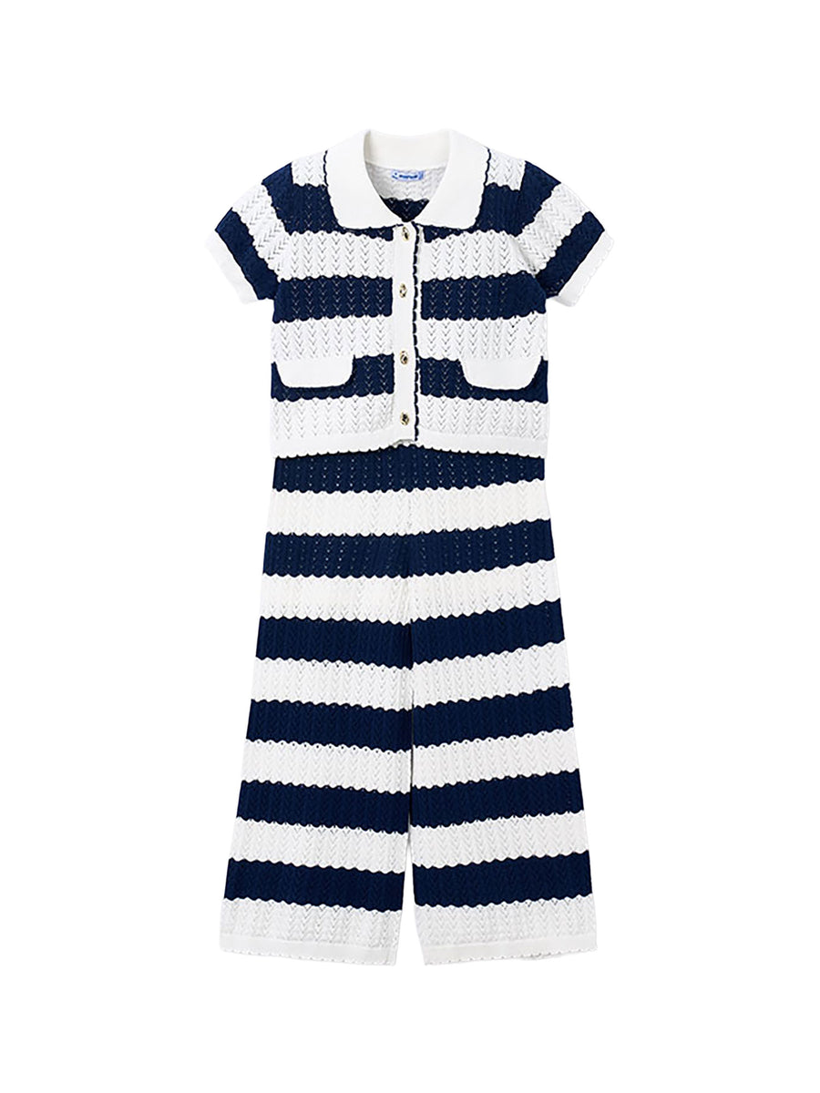 Completo Mayoral Bambina camicia e pantalone tricot porcellana