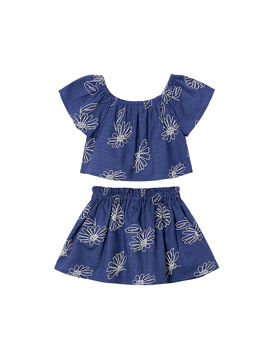 Completo Mayoral Bambina blusa e gonna stampato porcellana