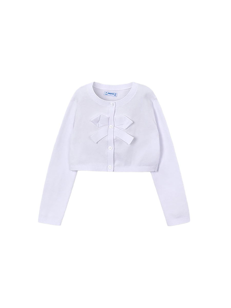 Cardigan Mayoral Bambina con bottoni basic tricot bianco