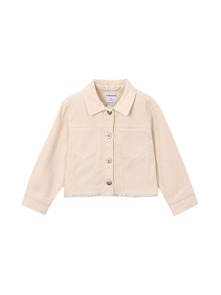 Giubbino Mayoral bambina con bottoni in tela cecio