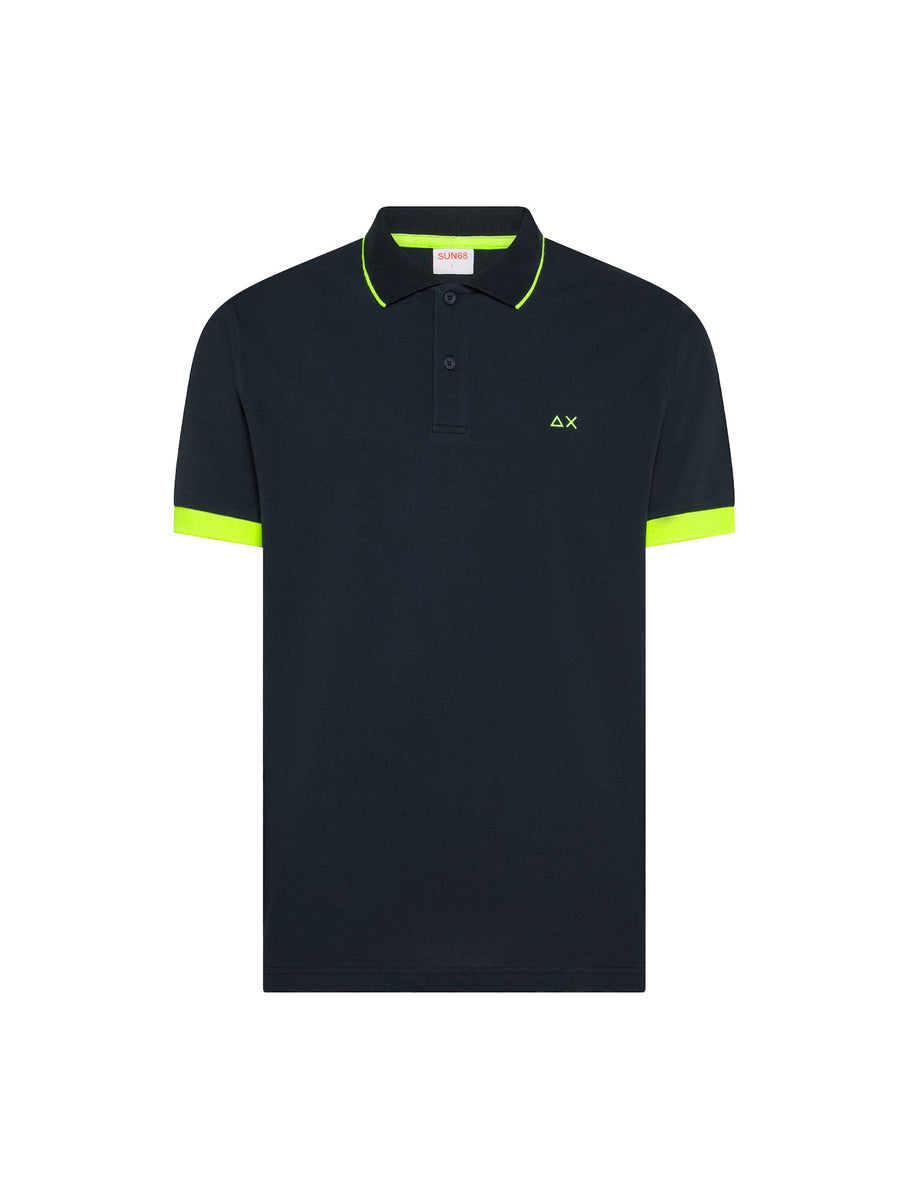 Polo Sun 68 uomo manica corta Small Stripe Fluo blu