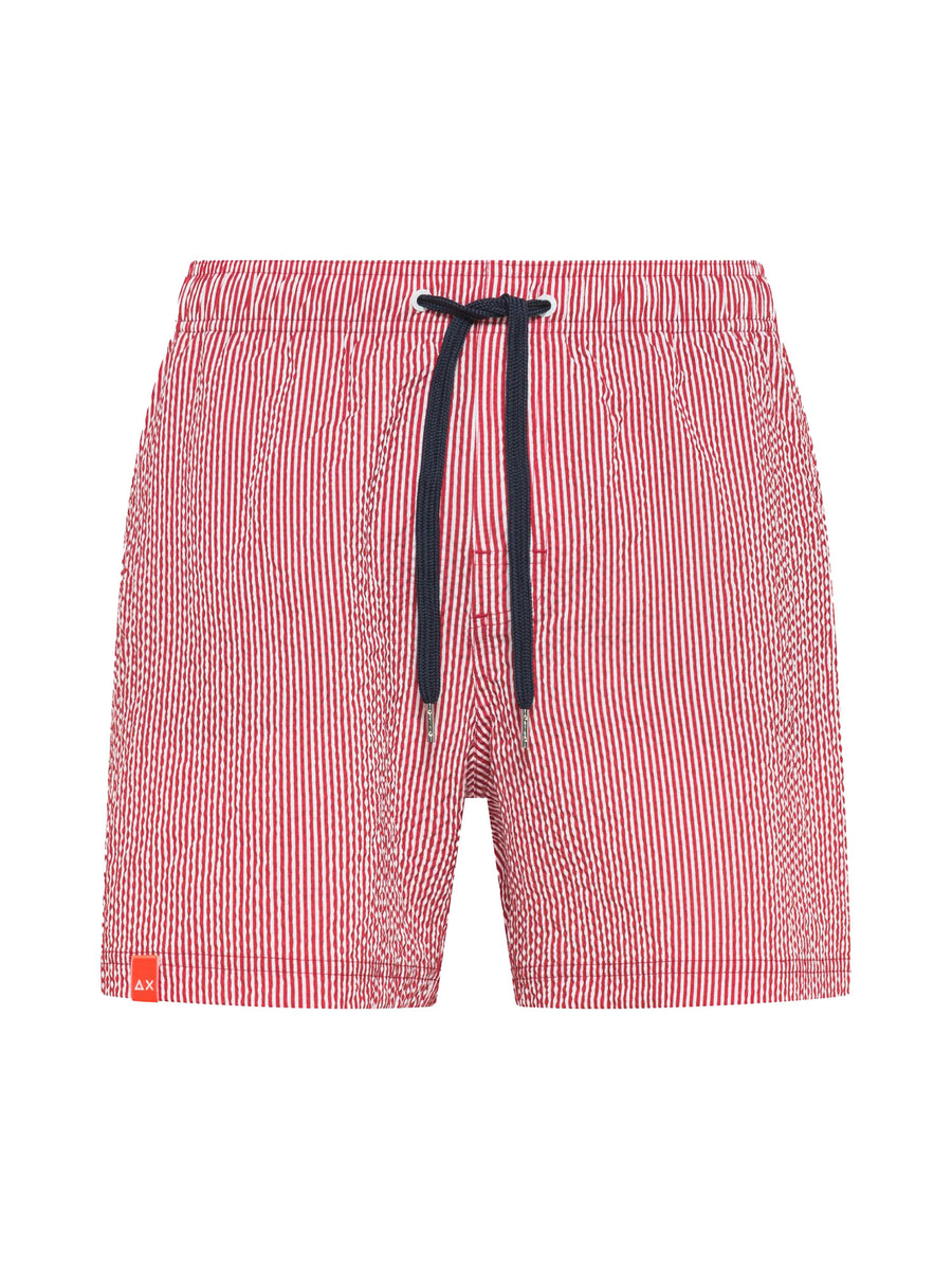 Boxer Sun 68 uomo Beach seersucker rosso/bianco