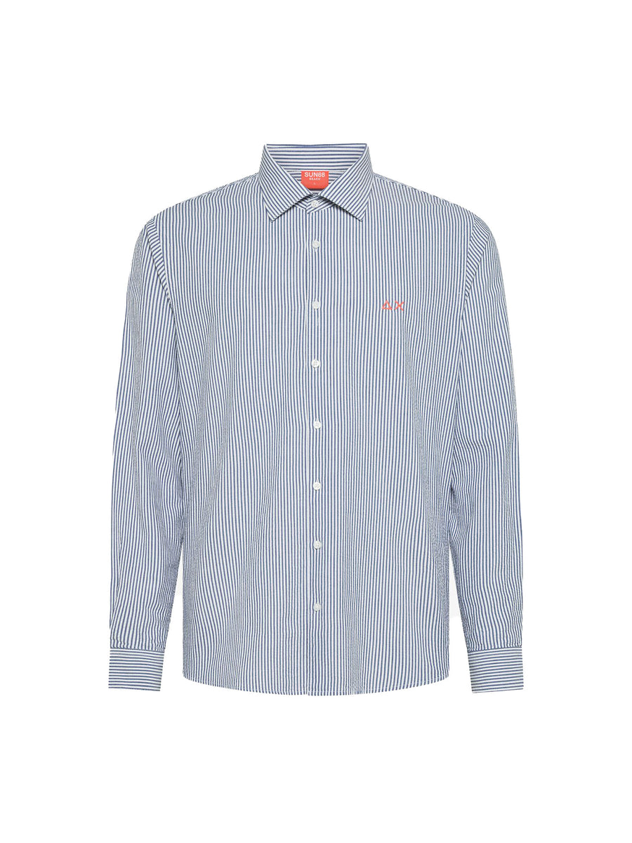 Camicia Sun 68 uomo manica lunga Beach Stripe blu