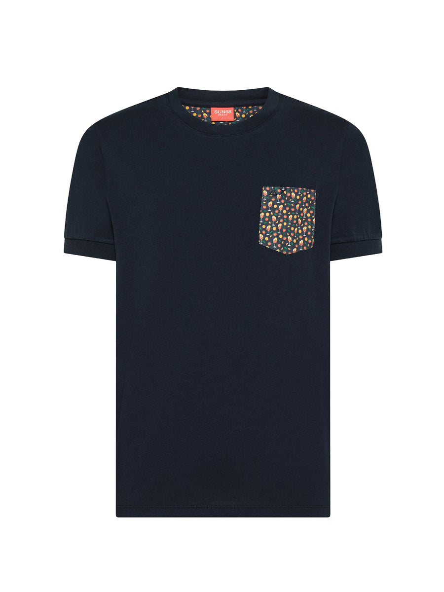 T-shirt Sun 68 uomo manica corta Pocket beach blu