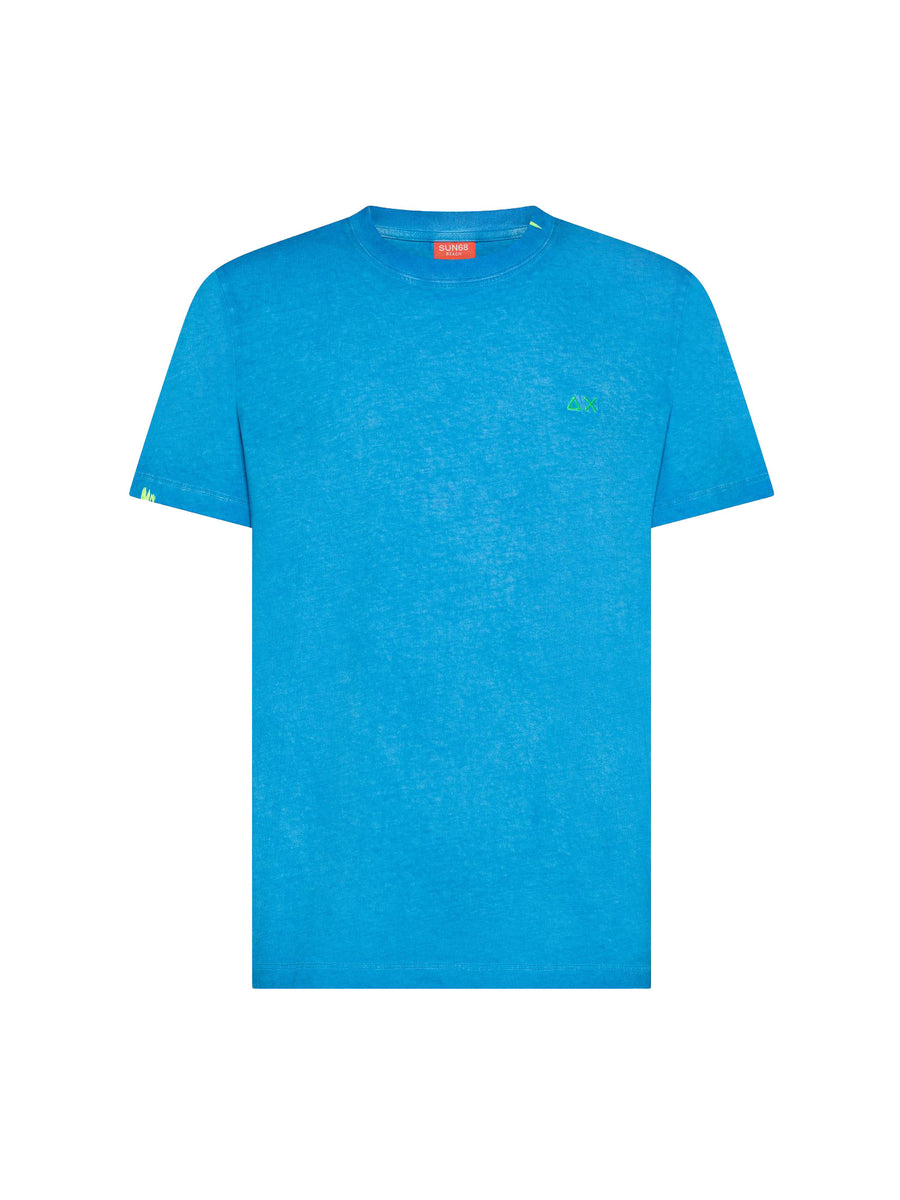 T-shirt Sun 68 uomo manica corta Special Dyed Beach turchese