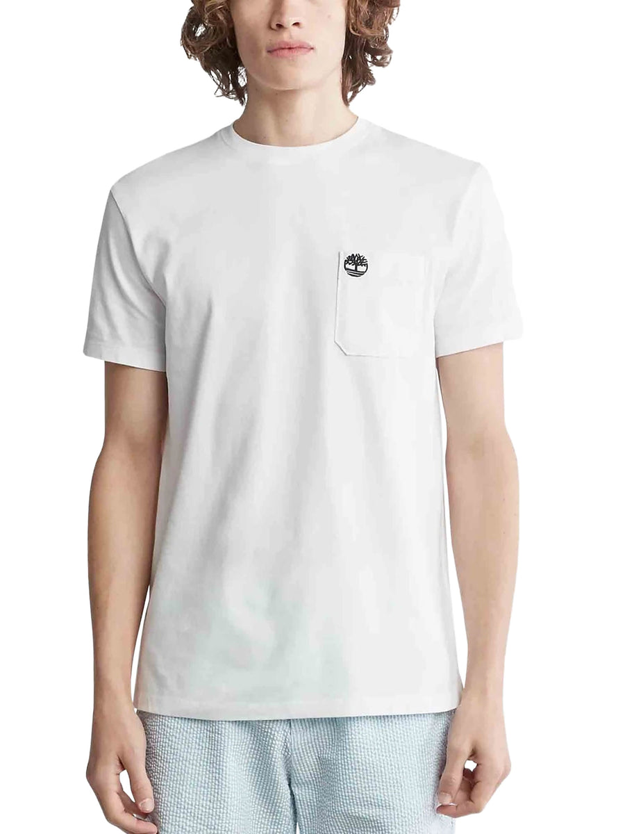 T-shirt Timberland uomo manica corta PKT Dunstan River bianco
