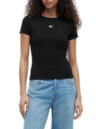 T-shirt con maniche corte modello mc slim badge nero