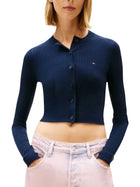 Cardigan modello bt. cropped rib blu