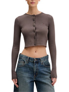 Cardigan modello bt. cropped rib moro