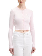 Cardigan modello bt. cropped rib rosa