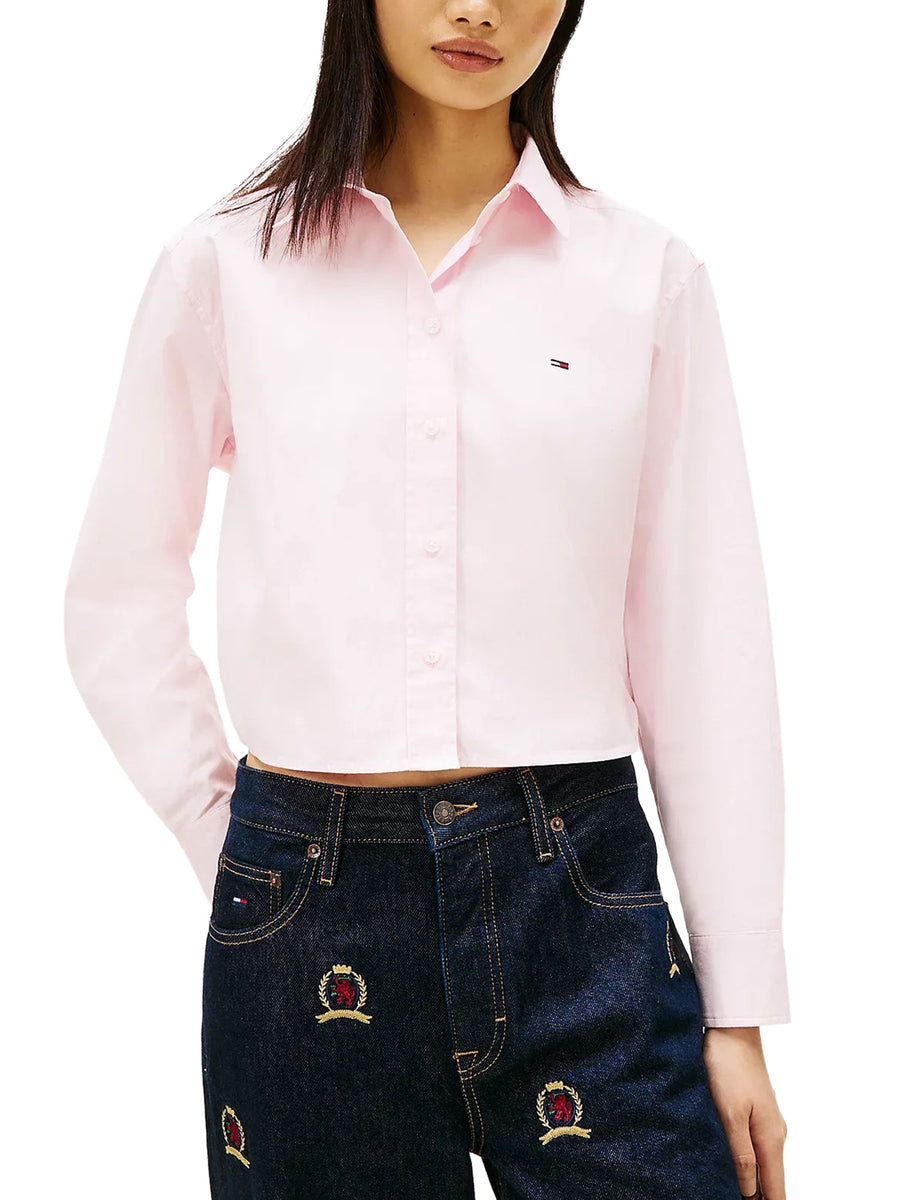 Camicia crop Tommy Jeans donna rlx rosa