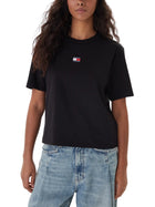 T-shirt con maniche corte modello box badge nero