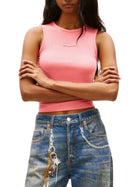 Canotta slim modello script label rosa