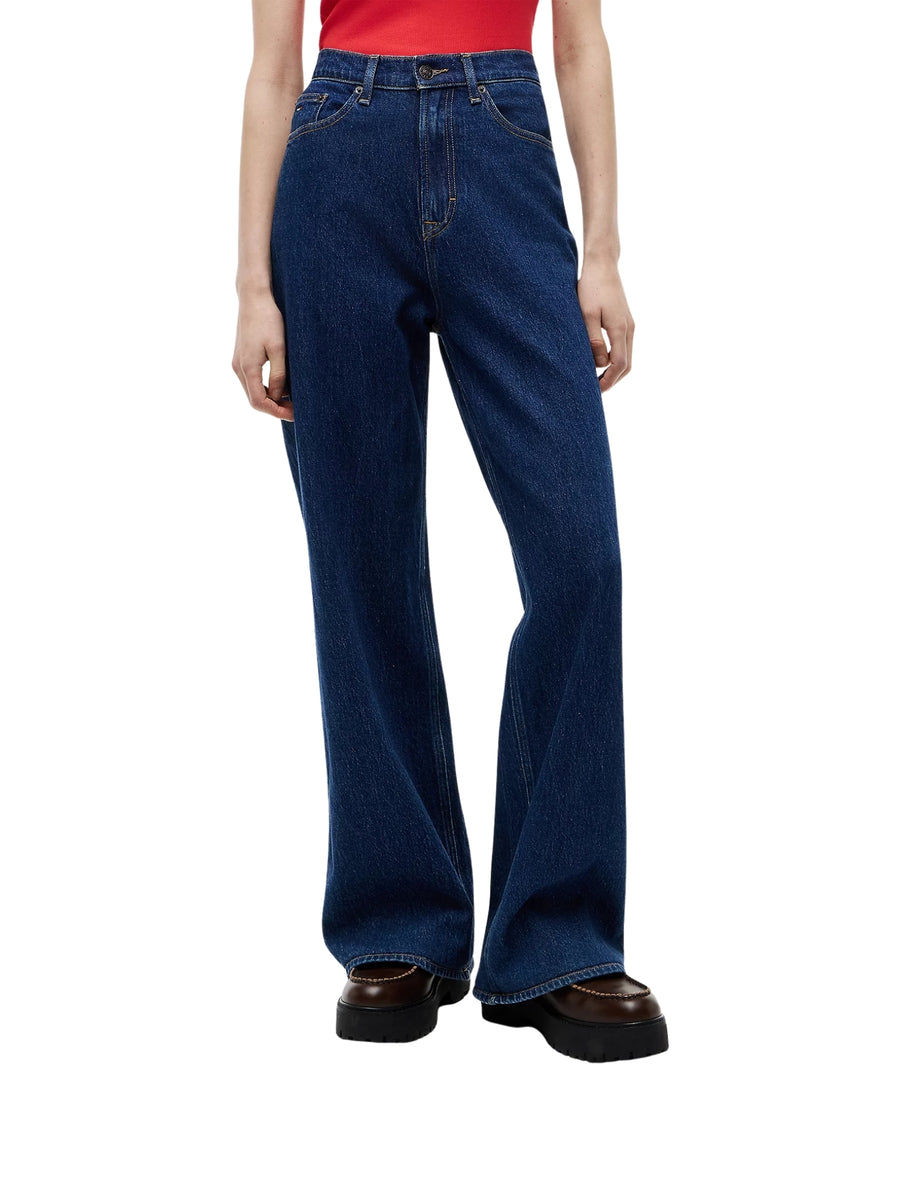 Pantalone Tommy Jeans modello claire hr wide denim scuro