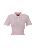 Maglia polo con maniche corte knit lettuce rosa