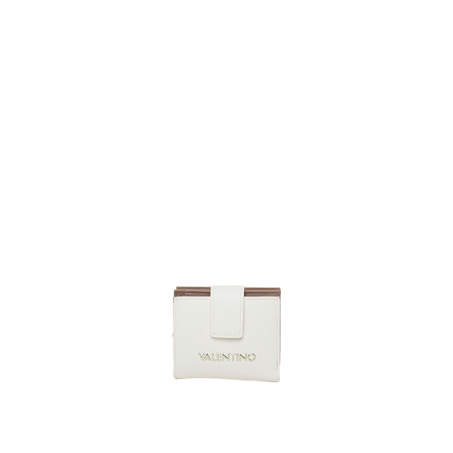 Mini portafogli Alexia con zip e bottone Valentino donna bianco/cuoio