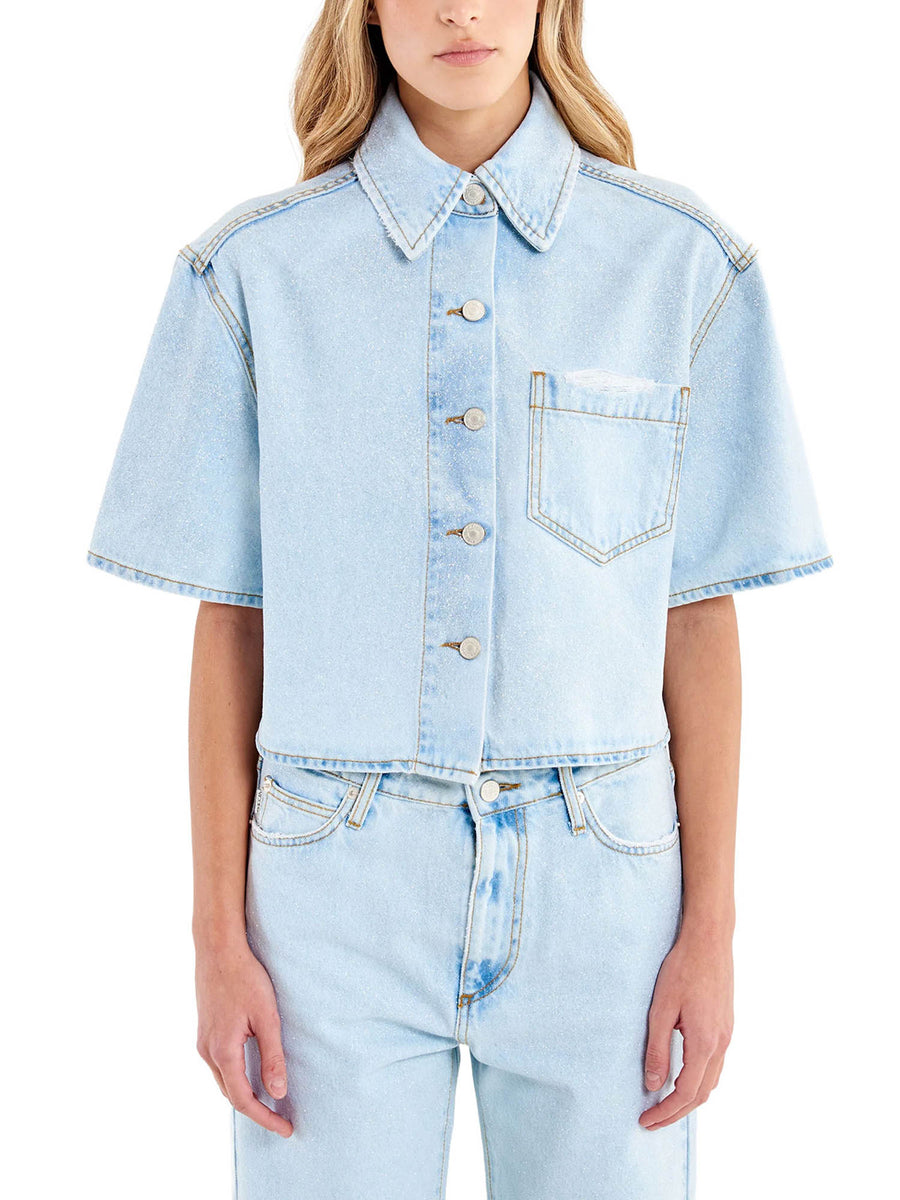 Camicia Vicolo donna manica corta 1 TS. Crop stone wash