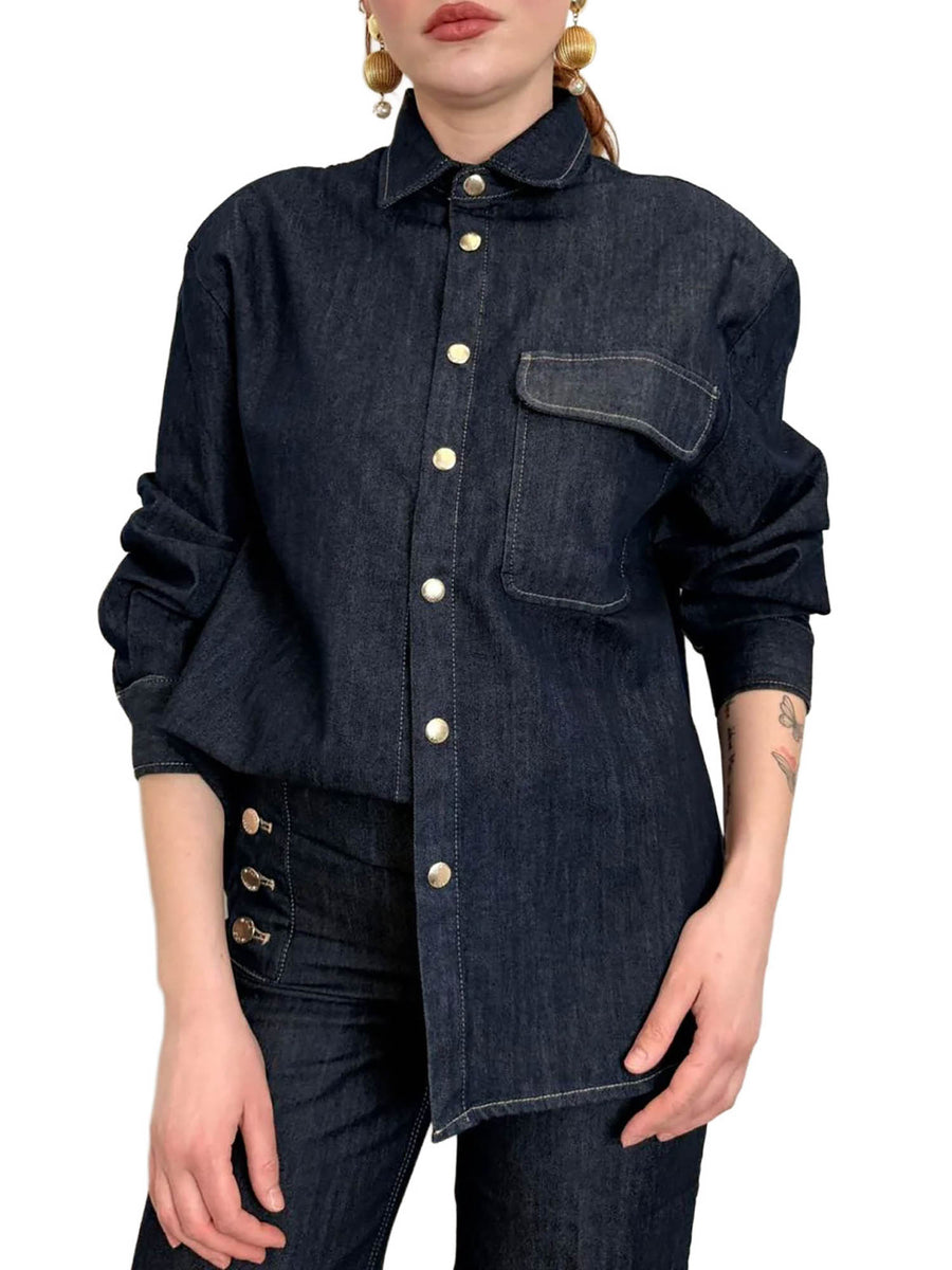 Overshirt Vicolo donna Jeans denim scuro