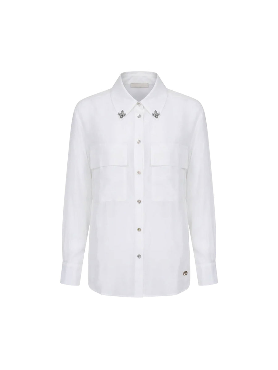 Camicia Yes Zee donna manica lunga 2 TS. Cotone gesso