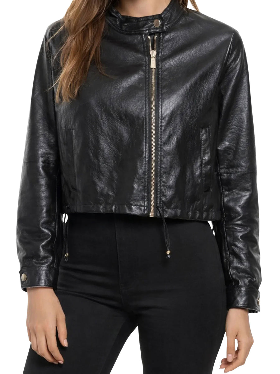 Giubbino Yes Zee donna Zip Crop Coulisse nero