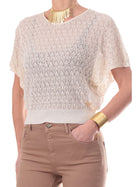 Girocollo Yes Zee donna Crop Man. Farfalla ecrù