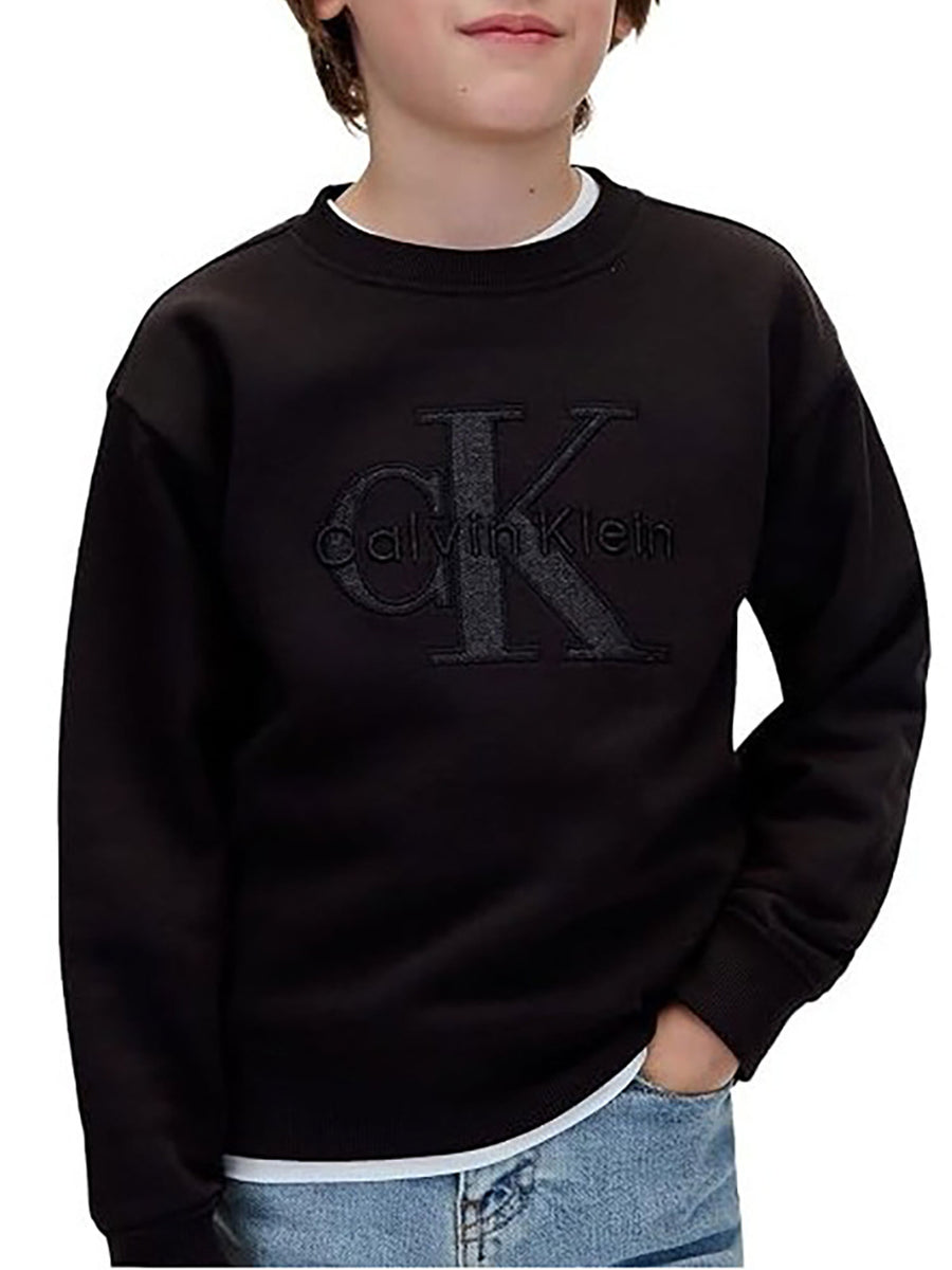 Felpa Calvin Klein bambino seasonal monologo nero